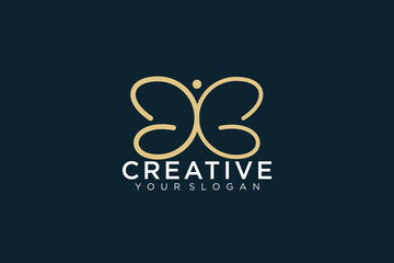 Butterfly logo. Luxury line logotype design. Universal premium butterfly symbol logotype.