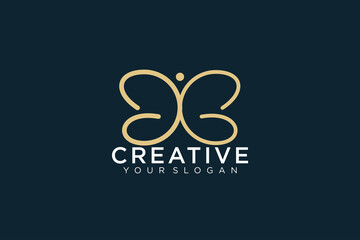 Butterfly logo. Luxury line logotype design. Universal premium butterfly symbol logotype.
