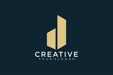 D letter vector line logo design. Creative minimalistic logotype icon symbol.