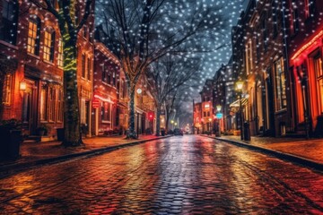 Fototapeta na wymiar Christmas lights in the city