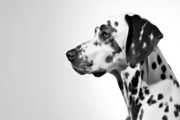 Portrait Of Dog Dalmatian In Profile On White Background. Generative AI