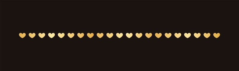 Gold Valentines Heart Pattern Separator Border, Golden Elegant Romantic Page Text Divider