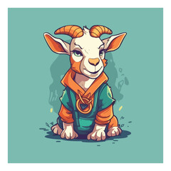 Friendly goat mascot character for goat farm.