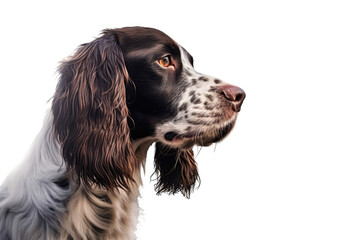 Portrait Of Dog English Springer Spaniel In Profile On White Background. Generative AI