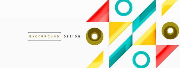 Colorful triangles and circles abstract background. Design for wallpaper, banner, background, landing page, wall art, invitation, prints, posters