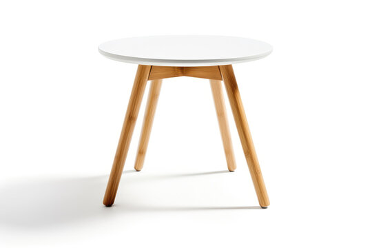 Side Table Scandinavian Style On White Background. Generative AI