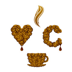 coffee beans heart