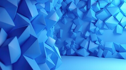 3D abstract Geometry Shapes in technology Light Blue Backgrounds. Soft shadows realistic rendering. Generative AI