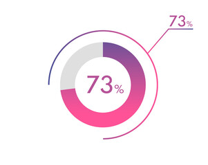 73 Percentage diagrams, pie chart for Your documents, reports, 73% circle percentage diagrams for infographics