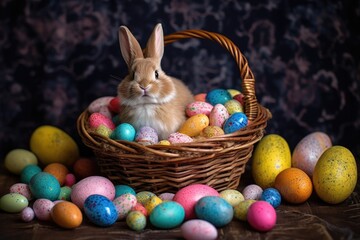 Fototapeta na wymiar Filled Easter basket