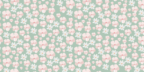 Seamless floral pattern in a small pink flower. Children's print. Seamless vector texture for printing on fabric and paper.Template for fashion prints.