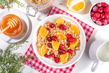 Winter granola with cranberry and orange