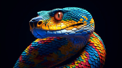 Fototapeta premium Colorful snake - generative AI