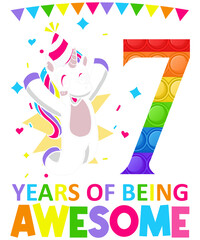 7 Years Of Being Awesome Unicorn Colorful Birthday