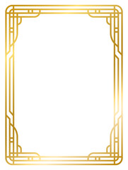 Art Deco gold frame vintage frame line geometric wedding label card frame png transparent background