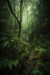 Obraz premium Green rainforest generative AI