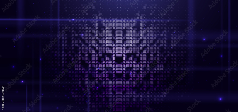 Aufkleber abstract technology futuristic digital concept square pattern with lighting glowing particles square