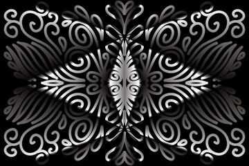Limited edition luxurious design Black and white dark  flowers line art pattern of indonesian culture traditional  batik ethnic dayak for background wallpaper textile or fashion