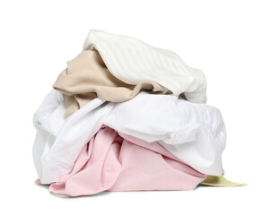 Pile of colorful clothes isolated on white