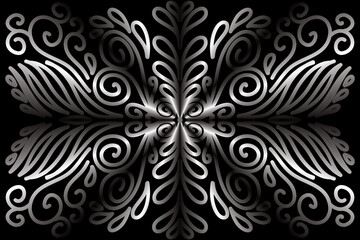 Limited edition luxurious design Black and white dark  flowers line art pattern of indonesian culture traditional  batik ethnic dayak for background wallpaper textile or fashion