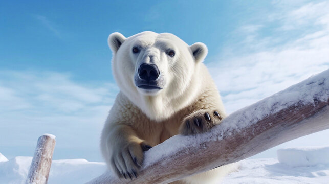 Polar bear (Ursus maritimus) on the pack ice.  AI Generative Image