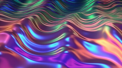 Colorful holographic foil fluid design background. 