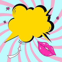 Vector.Bang.Boom.Sexy.Female.Lips.Kiss.Lipstick.Groove.Comic book explosion, vector illustration.Frame.Sale.Pop Art.Effect.Text.Fun.Comic. Comics.Advertising.Hand Drawn.Retro .60s,70s,80s,90s.Comic