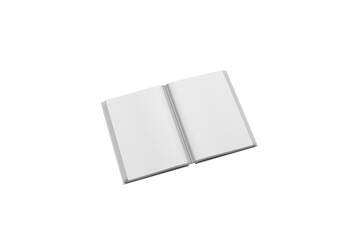 Mockup of opened blank book at transparent background. 3d rendering
