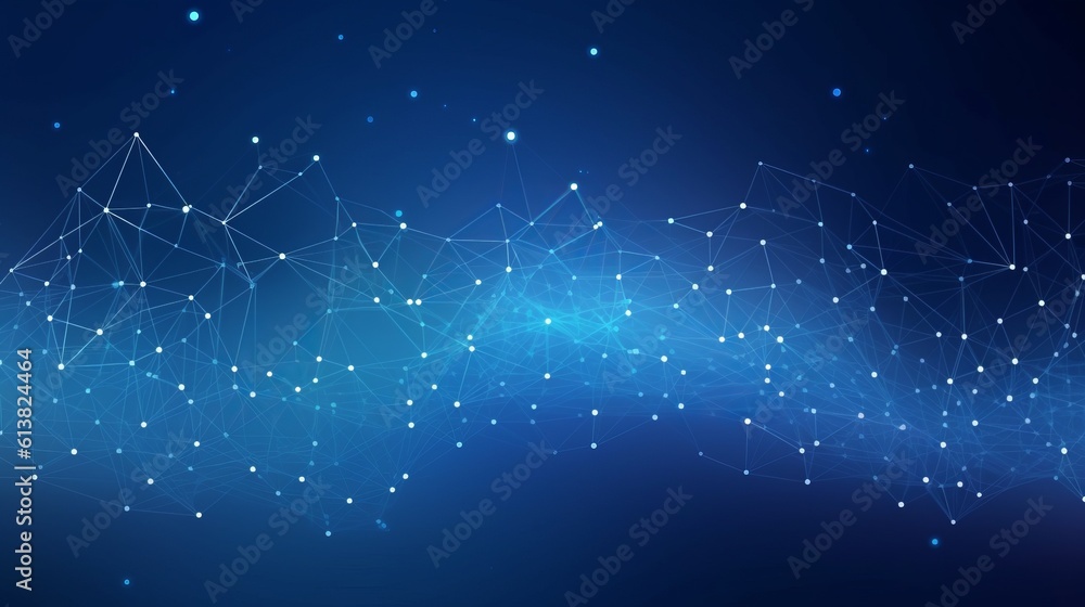 Poster abstract blue background. network connection structure. grid is made by generative ai.