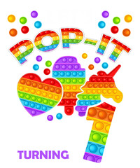 Let's Pop It I'm Turning 1 Fidget Toy Rainbow Birthday