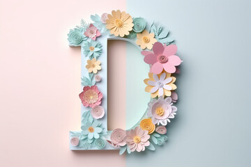 Letter D decorated with paper flowers.