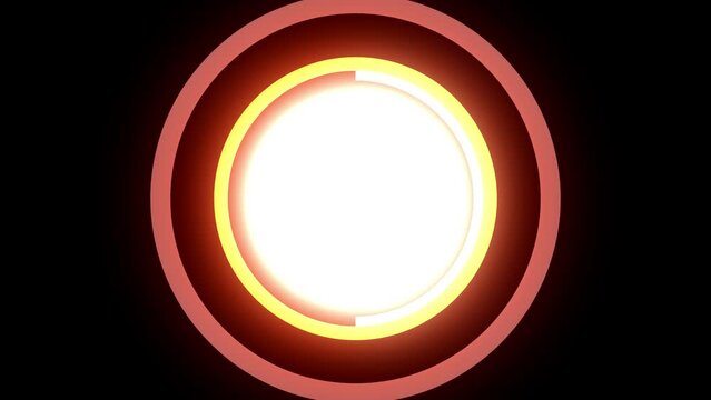 4k 60s 70s 80s retro glowing circle animation with radial drawing stripes for psychadelic effect or optical illusion on black background
