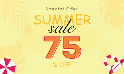 summer sale special offer 75% off, summer sale 75% off, special offer summer sale banner design, summer sale vector banner background