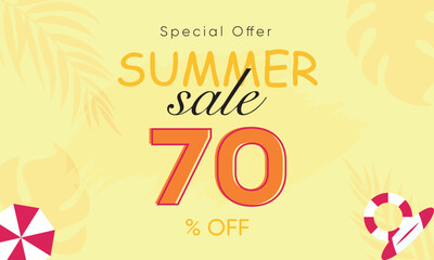 summer sale special offer 70% off, summer sale 70% off, special offer summer sale banner design, summer sale vector banner background