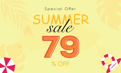 summer sale special offer 79% off, summer sale 79% off, special offer summer sale banner design, summer sale vector banner background