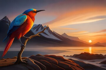 bird on sunset background
