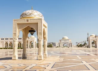 Abu Dhabi, UAE - 05.26.2023 - Shot of the plaza in the front of the Qasr Al Watan palace. Landmark
