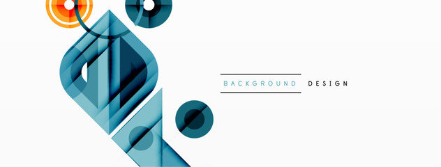 Naklejka premium Colorful triangles and round shapes background. Template for wallpaper, banner, presentation, background