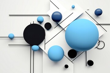 Poster, minimalism, white background, color blue, white, black, 3d styles, geometric lines realistic Generative AI