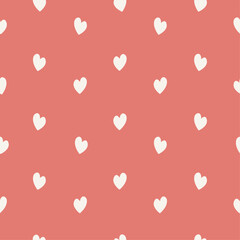 Flat style seamless pattern with white hearts.