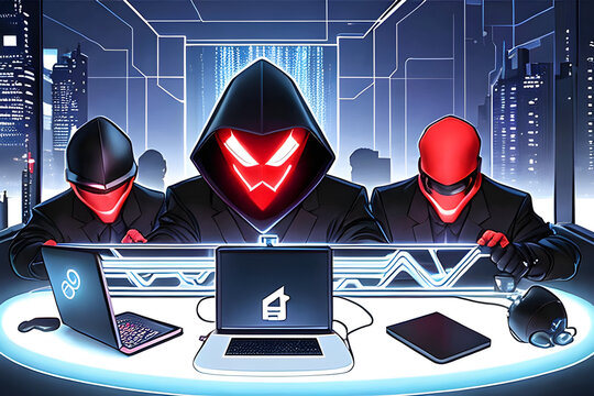 Cyber security professionals defend digital realms against hackers in a futuristic scene of teamwork and advanced technology.