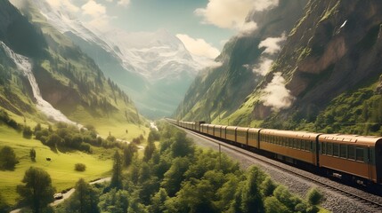 Train around the beautiful mountains.