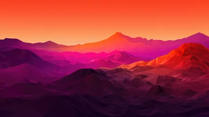 Zelfklevend Fotobehang Vibrant Mountain Landscape in Captivating Graphic Art - Immerse yourself in a breathtaking mountain landscape brought to life through vibrant and colorful graphic art. © STORYTELLER