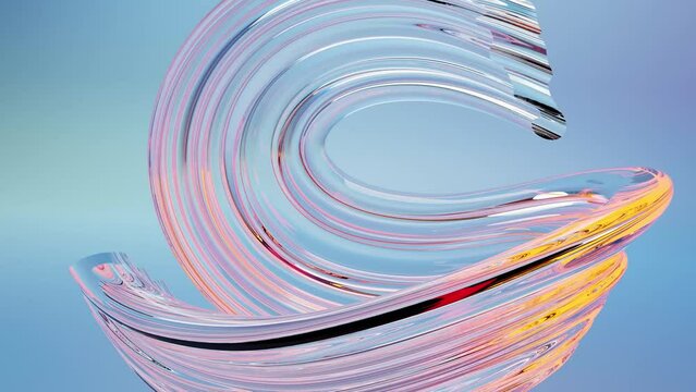 loop animation of abstract shape deformation, blue blackground, looping, light glow, glass shader, 3d render