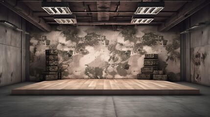 A beautiful gamer bunker background with space to promote products and services. War Games concept. Camouflage Style. Create with generative ai.