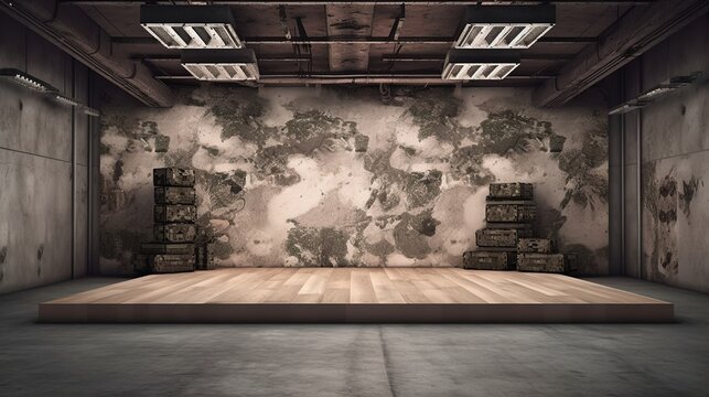 A beautiful gamer bunker background with space to promote products and services. War Games concept. Camouflage Style. Create with generative ai.