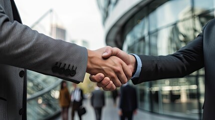 Men shaking hands, completing a successful business partnership deal, professional handshake, Generative AI