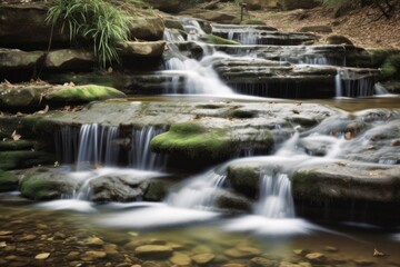 Obraz premium Waterfall cascading down rocks - Long shutter