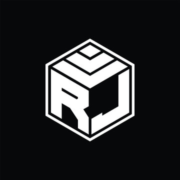 recommend clip art: RJ Logo monogram with hexagon geometric isolated outline design template