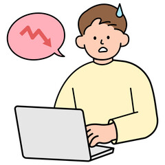 Man Looking At Falling Graph. Simple Style Vector illustration.